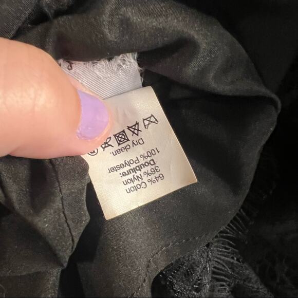 Madewell Black Lace Off the Shoulder Mini Dress Women's Size 0 Cotton & Nylon - Picture 11 of 12